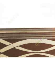 Gold brown color horizontal flowing stripes design textured finished embossed horizontal pipes zebra blind